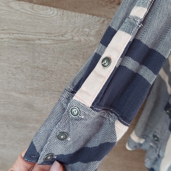 Free People Pink and Blue Oversized Plaid Tunic XS - Picture 5 of 6